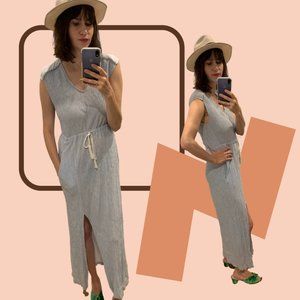 J Crew Sundress with Pockets - Blue Seersucker